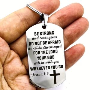 Inspirational Scripture Keychain “Be Strong” - Silver Tone